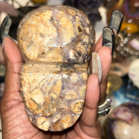 Natural Opalized Fluorite Root Stone Skull Custom - Picture 7 of 9